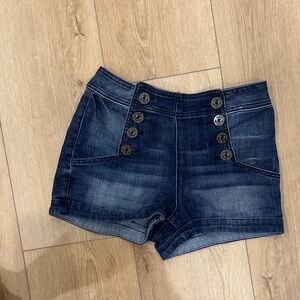 Express Dark Blue Jean mariner style Shorts with Button Detail